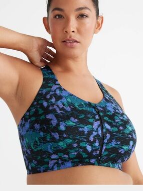Knix Catalyst Front Zip Sports Bra Size 8 Blue Purple High Support
